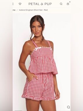 Petal & Pup Isidore Red & White Gingham Short Set